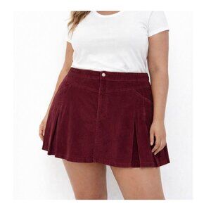 Tinseltown NEW Burgundy Corduroy Mini skirt pleated pockets Western SZ XXL 3XL